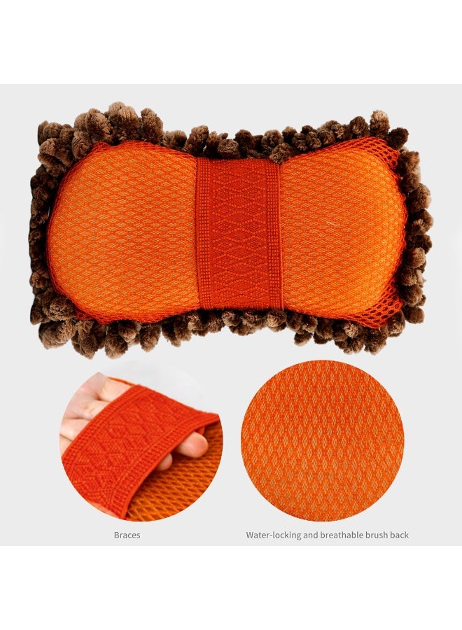 Agc Microfiber Chenille Car Wash Sponge Handheld Wash Pad Scratch Free High Absorbent Foam Cleaning Sponge for Car Bike SUV Truck Auto Exterior Interior Body Glass Wheels Washable Reusable 23x12cm Thick Microfibre Pearl Chenille Wash Sponge Pad - Image 5
